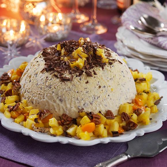Chokladsemifreddo med ananassalsa