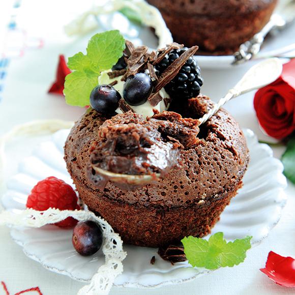 Konjaksspetsad chokladfondant