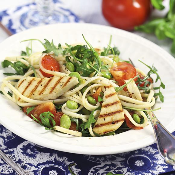 Linguine med edamamebönor