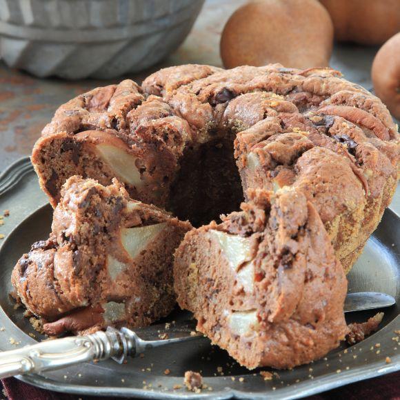 Chokladkaka med päron och mandel