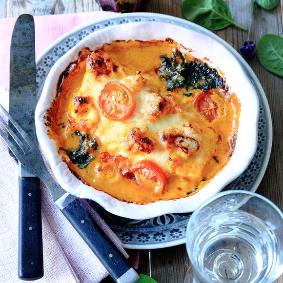 Gratinerad fisk- och räkcurry