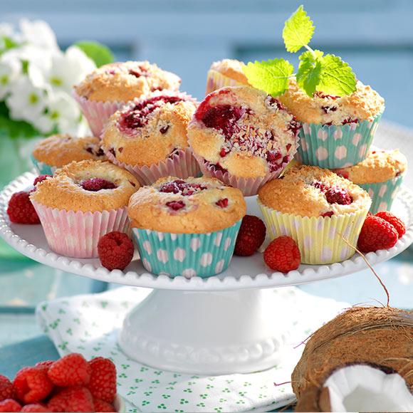 Hallon- och kokosmuffins