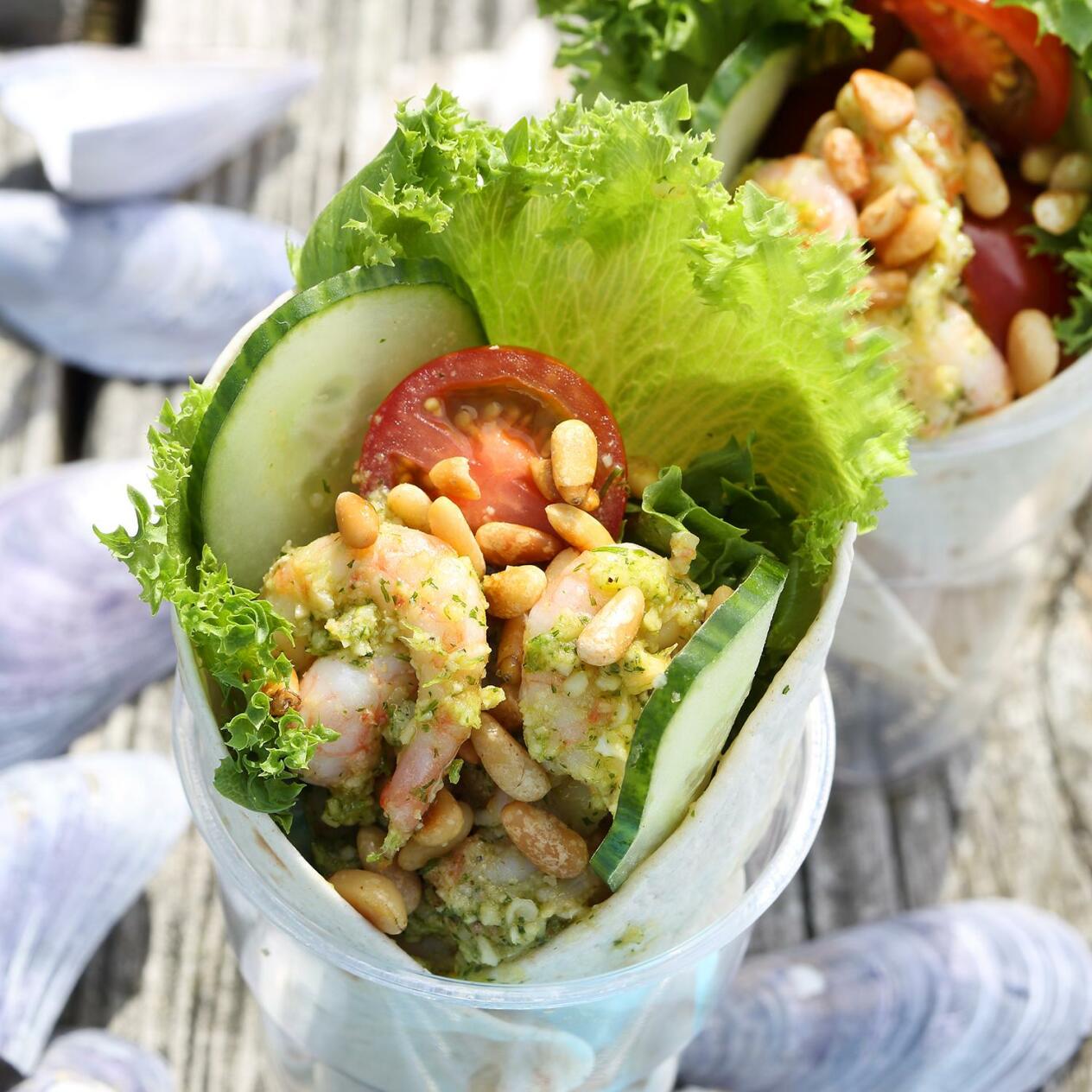Räkwraps med dillpesto