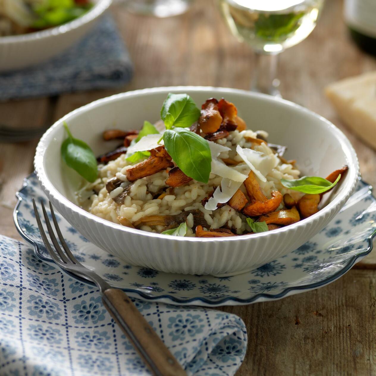 Risotto med kantareller och trattkantareller