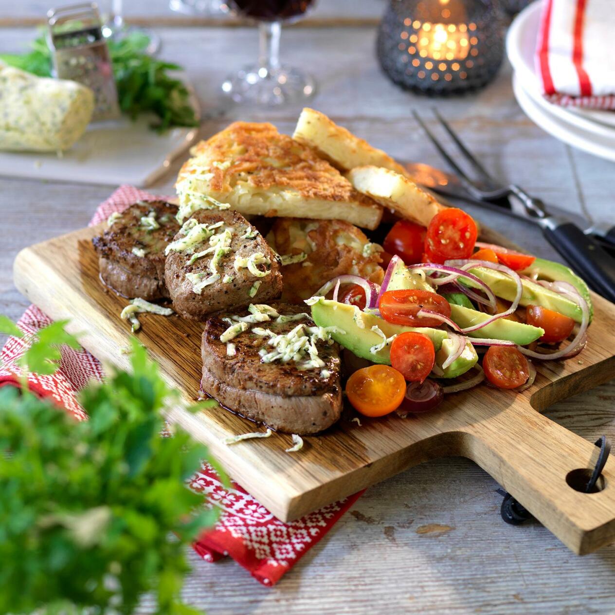 Oxfilé med potatiskaka