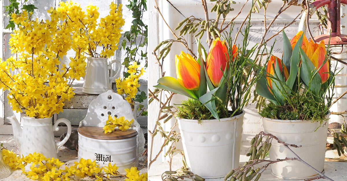 10 lysande exempel på hur du pyntar med blommor i påsk