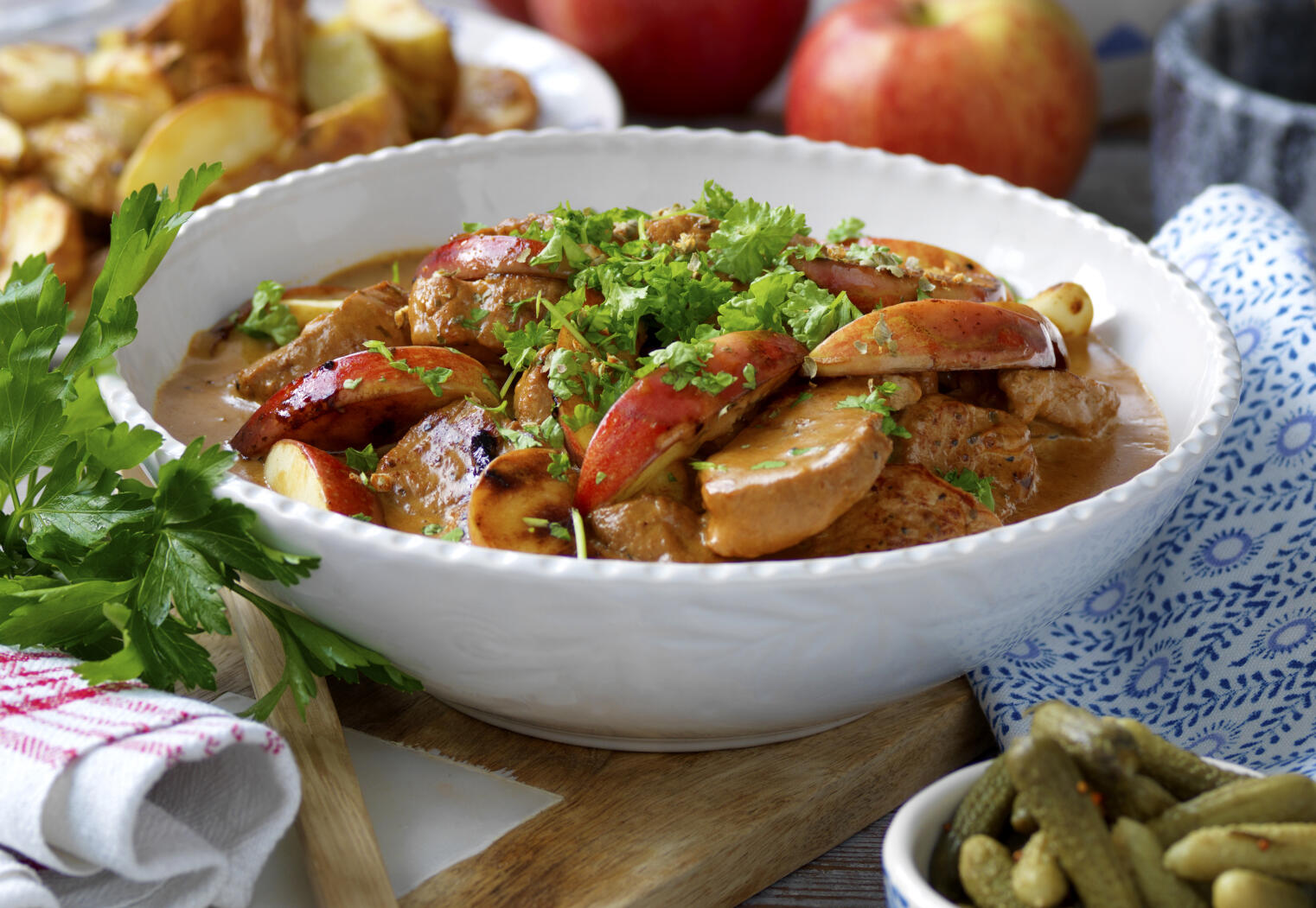 Fläskfilé med grönpeppar och äpple