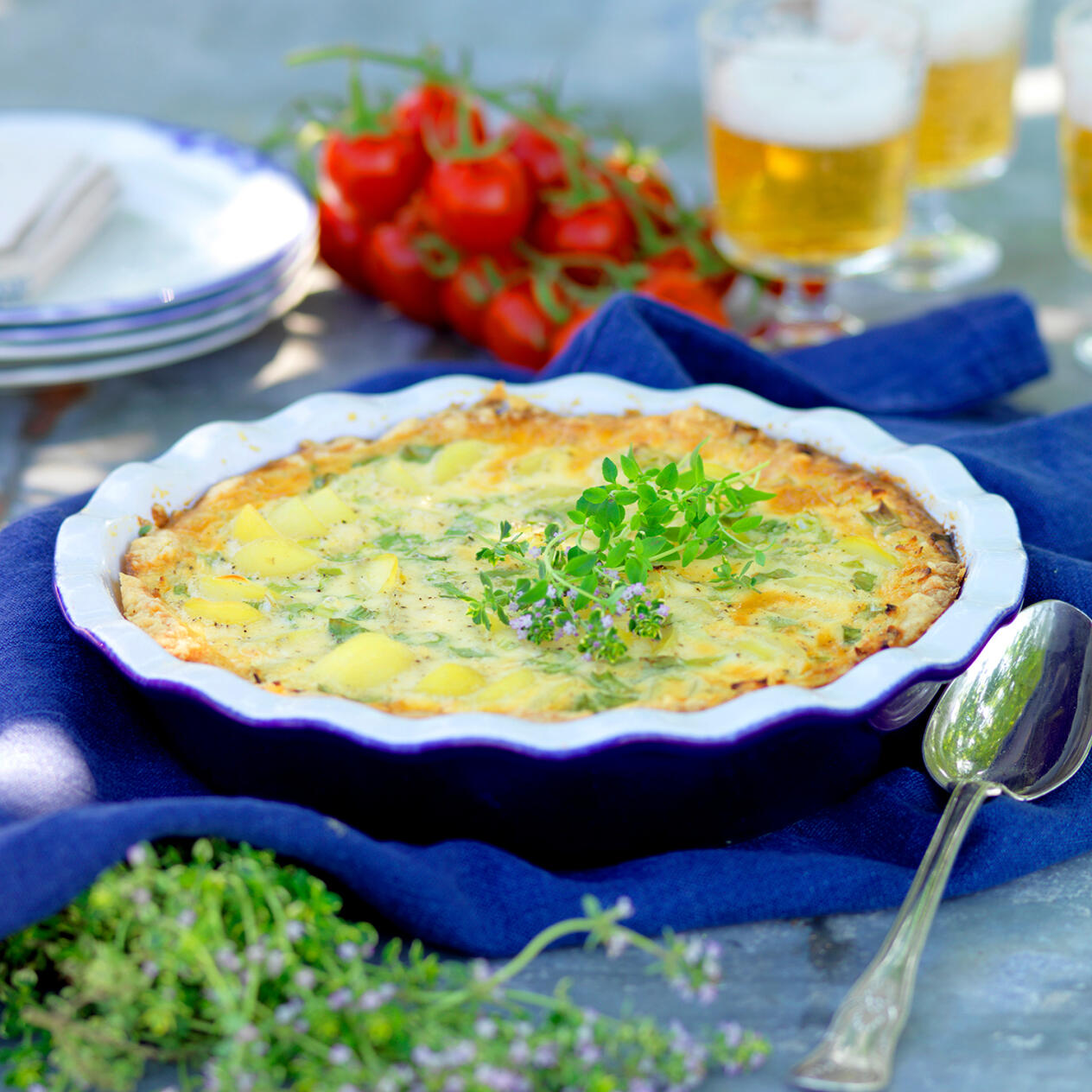 Färskpotatispaj med mozzarella