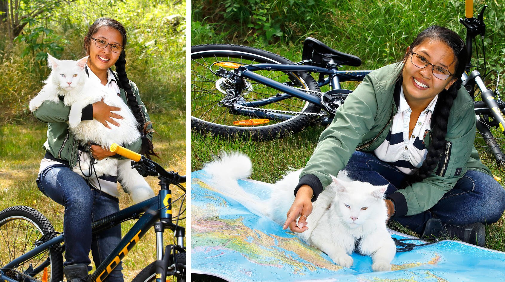 Carla ska cykla jorden runt – med katten Cezar!