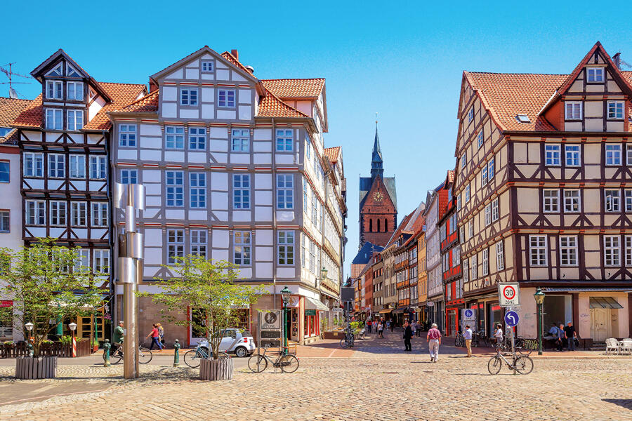 Gamla stan i Hannover är pittoresk och inramad av korsvirkeshus. Foto: Lars Gerhardts