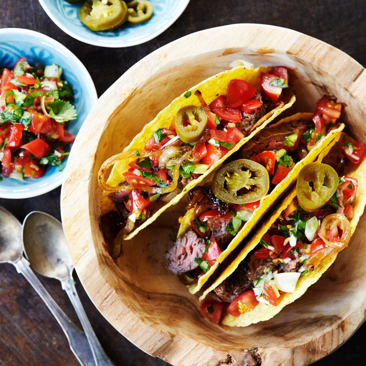 Knaprig taco med karamelliserad lök