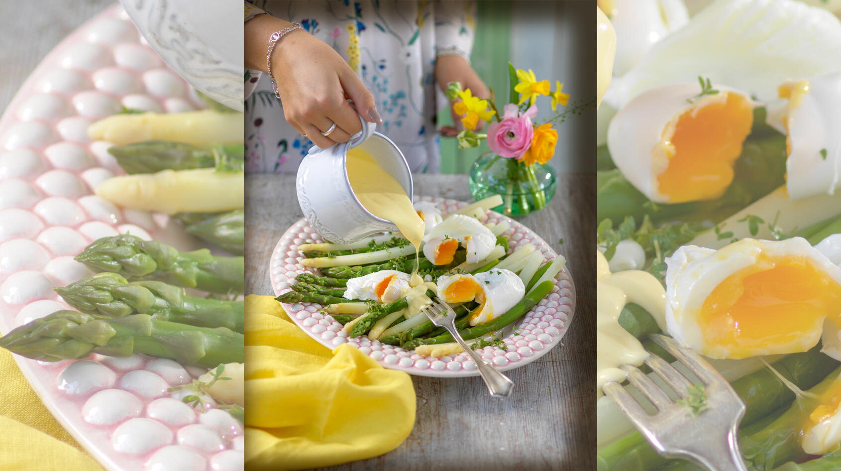 Sparris, med pocherat ägg och citronhollandaise