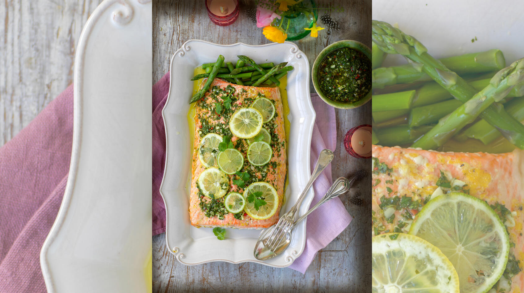 Örtbakad laxsida toppad med chimichurri!