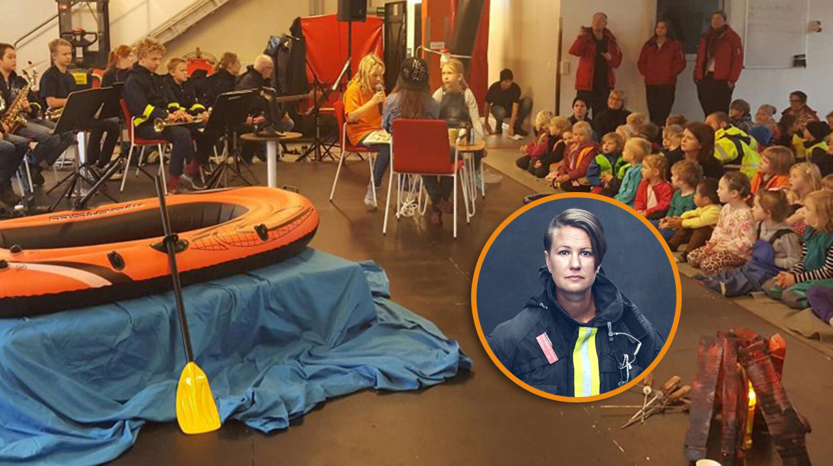 Larmet går inför barnen i publiken