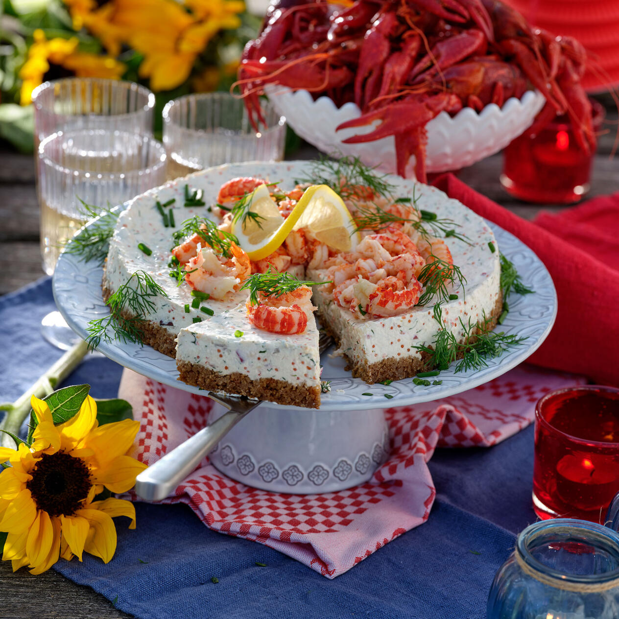 Kräftcheesecake med stenbitsrom