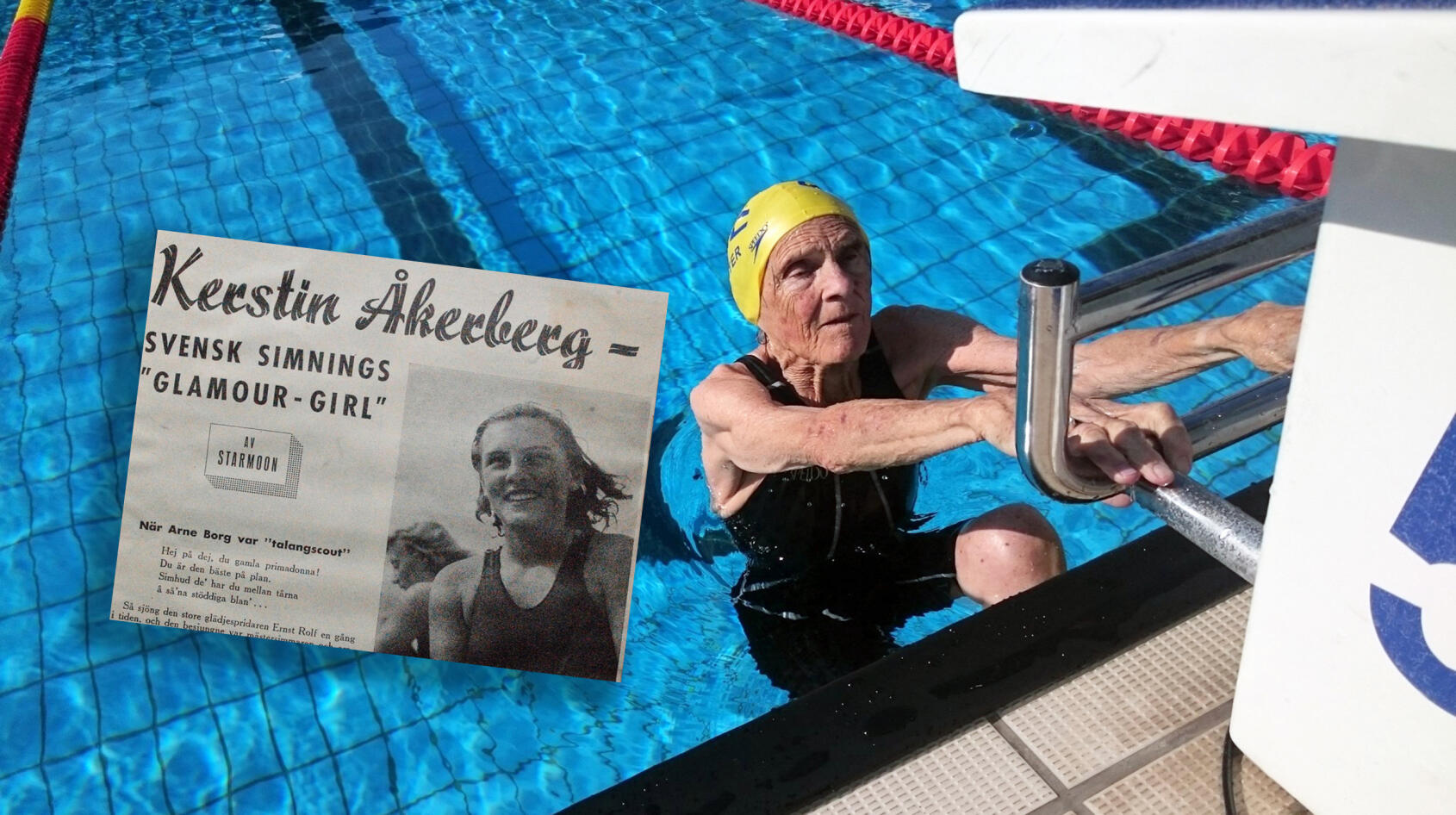 92-åriga Kerstin är fortfarande en fena i bassängen