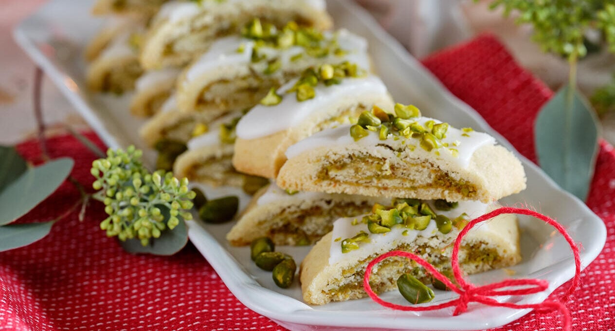 Pistagesnittar med apelsin