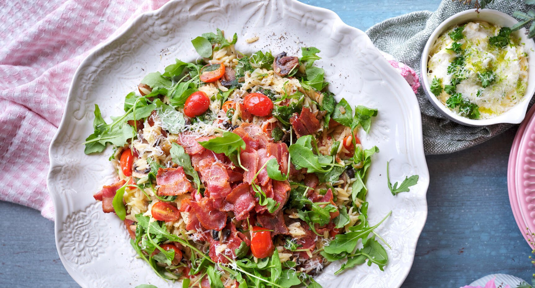 Risoni med bacon och limekräm