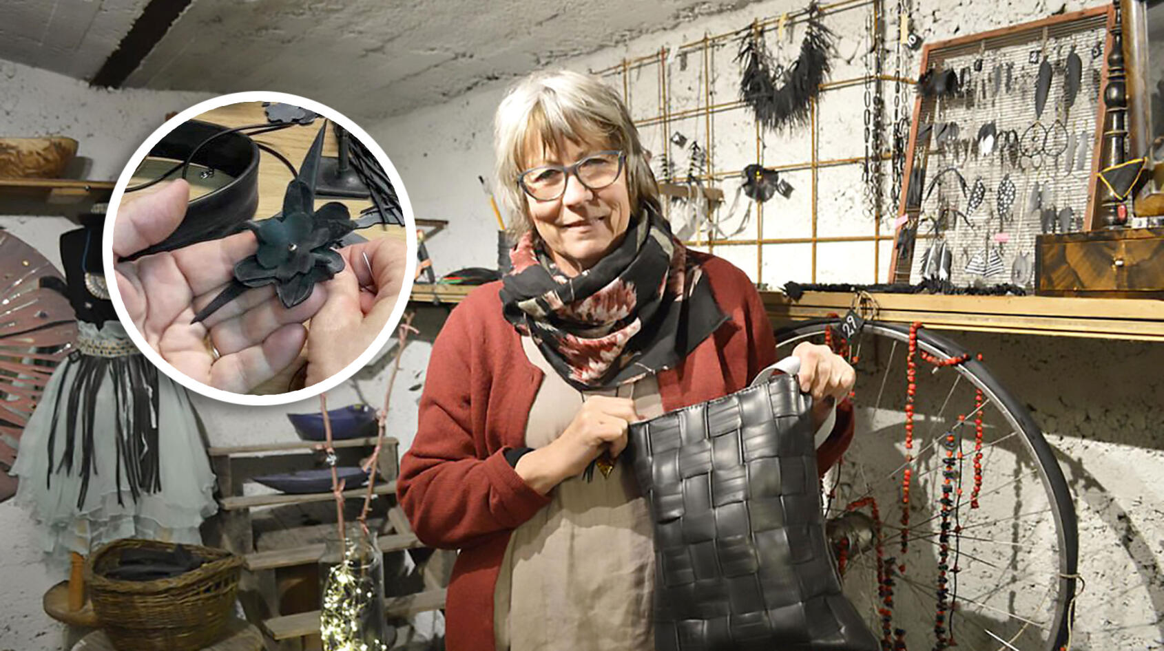 Kristina gör smycken av gamla slangar