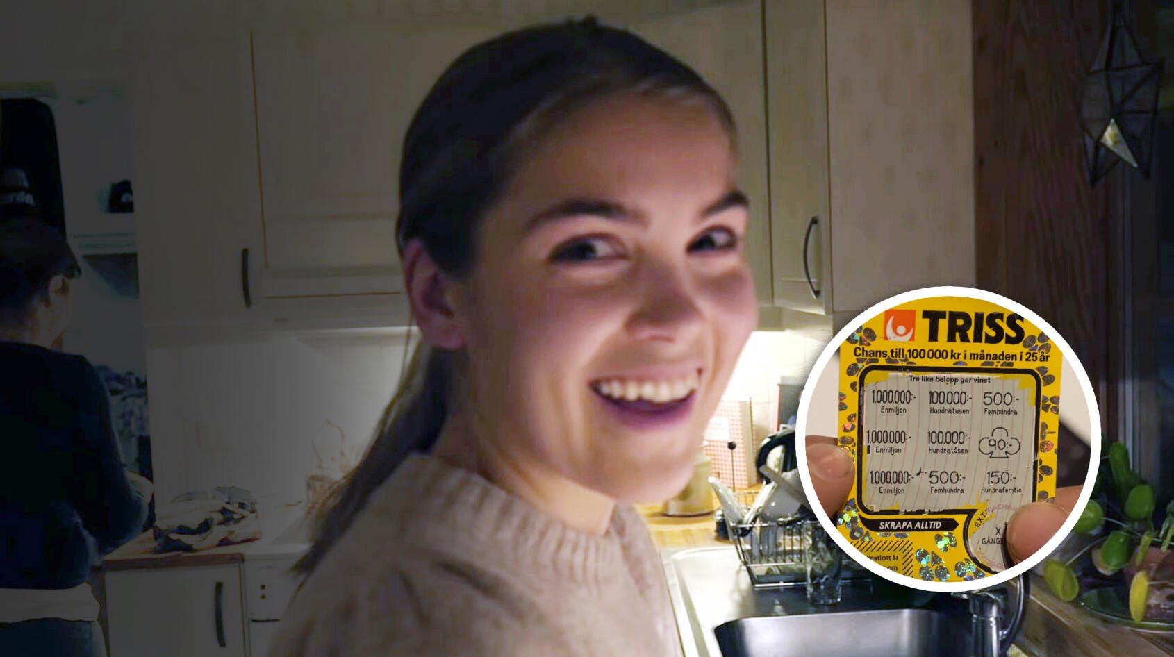Emelies miljonglädje på trisslotten filmades