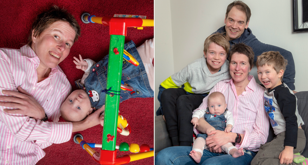 Hela familjen är lättad över att allt gått bra. Bild till höger: Hugo, Rikard och Ivar med Emma och Wilma. Foto: Trons Lasse