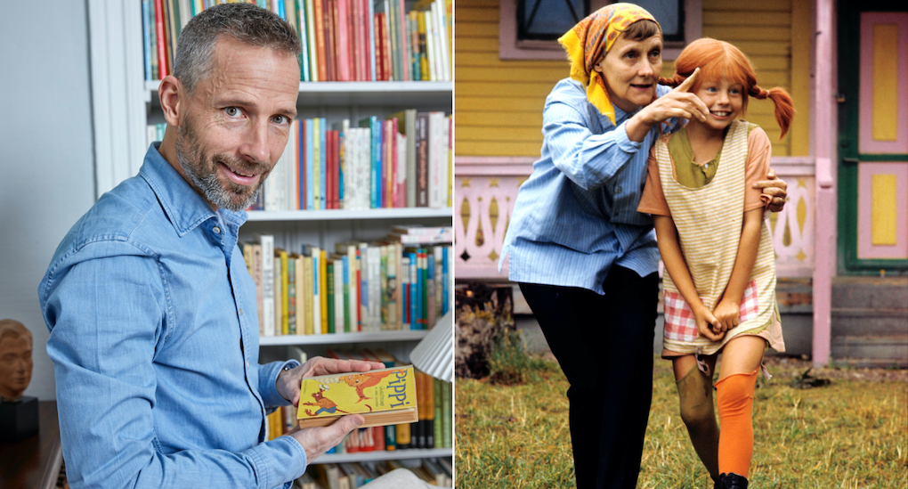 Barnbarnet Olle (bild till vänster) var den som gav Astrid namnet Nangijala. Foto: Thomas Carlgren. På bilden till höger ser vi Astrid tillsammans med Inger Nilsson som spelade Pippi. Foto: TT