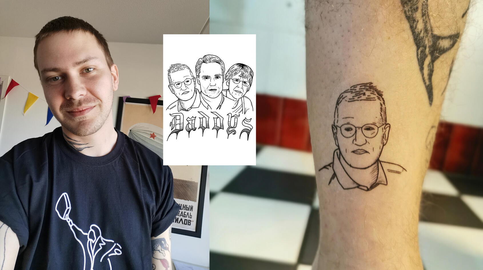 Zashay gör Tegnell-tatueringar
