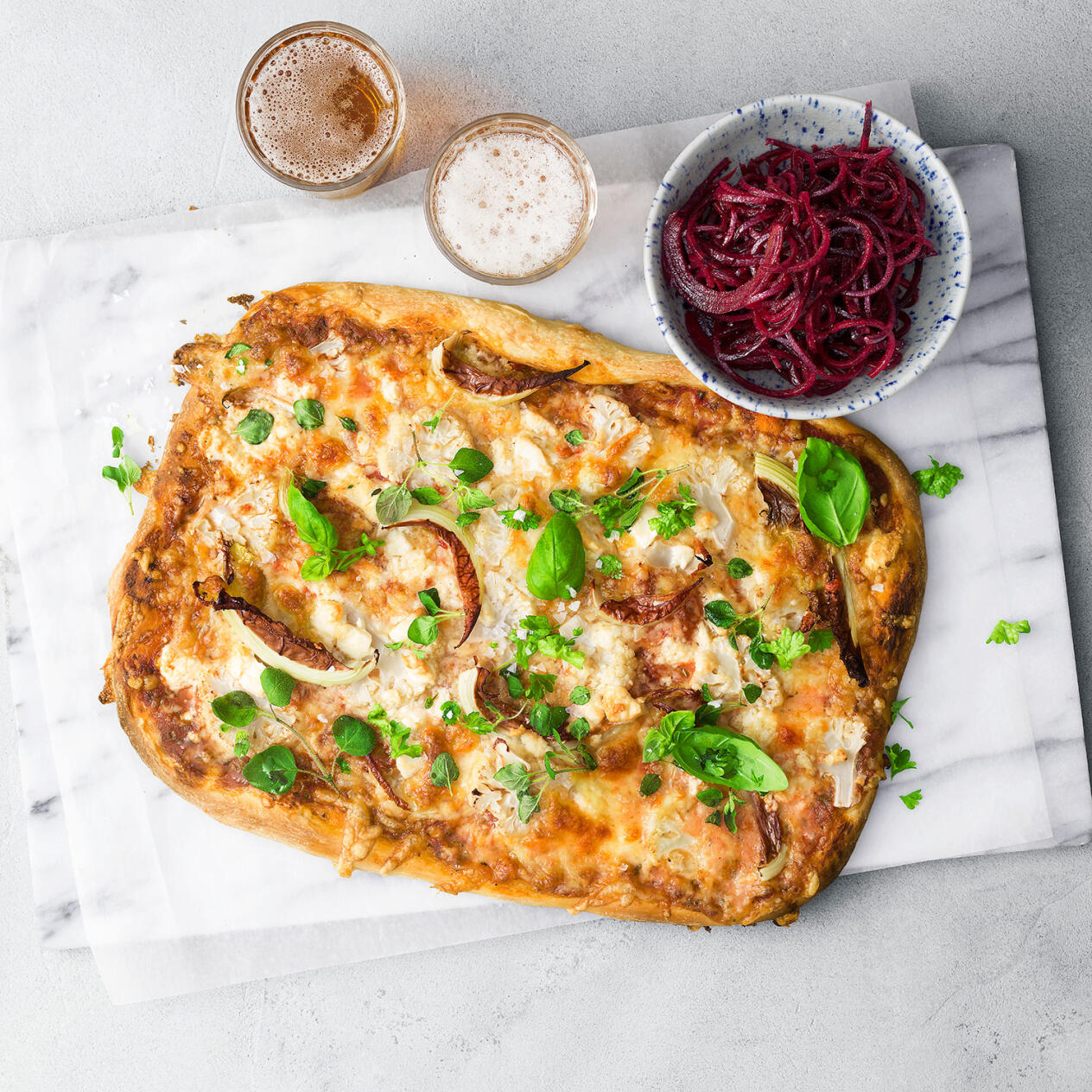 Pizza med blomkål