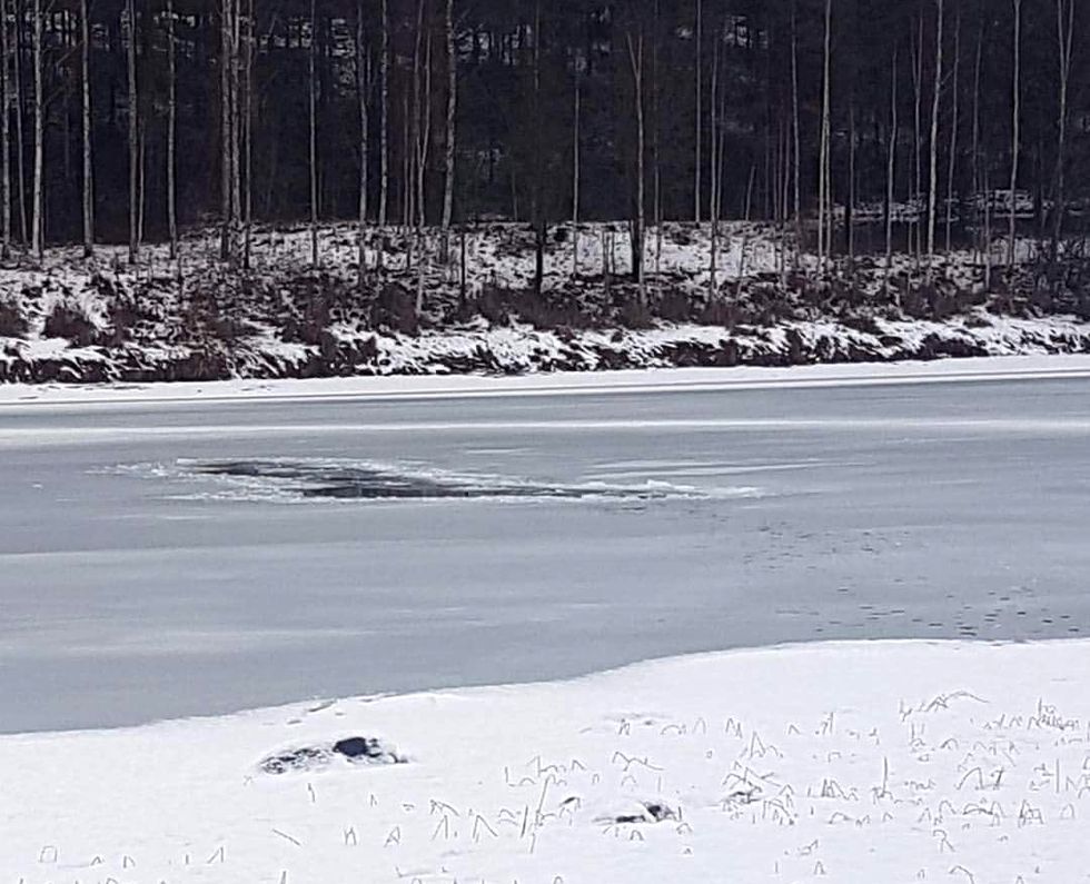 Linda räddade sin hund när hon gick igenom isen: