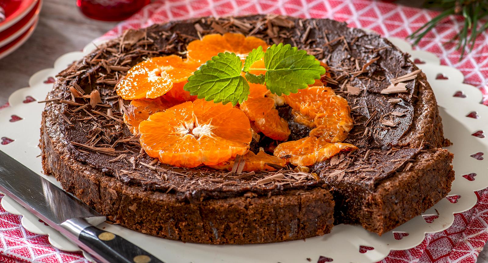 Kladdkaka med clementin och chokladkräm