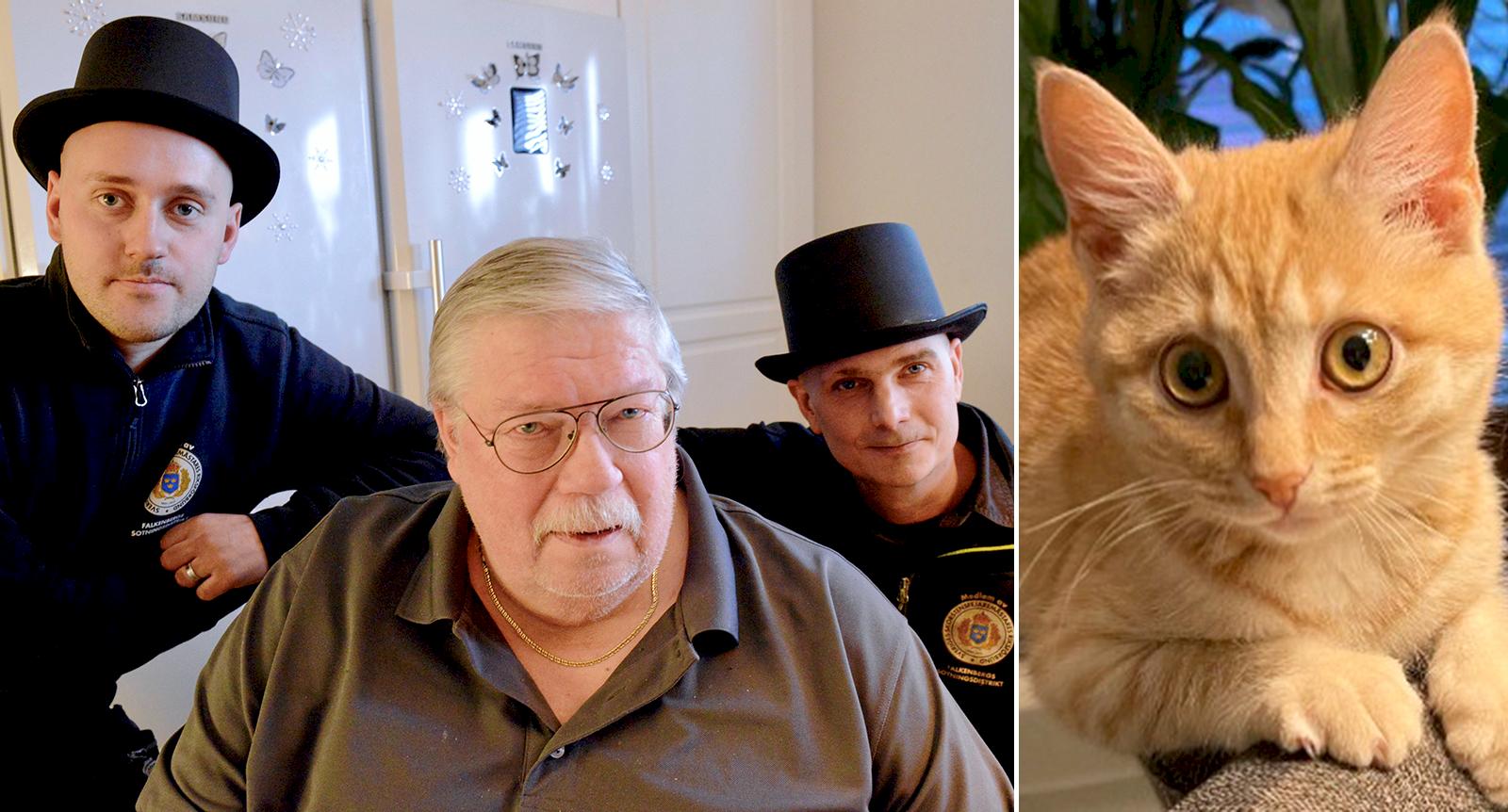 Kattungen Svea fastnade i ett rör – räddades av sotaren i sista stund