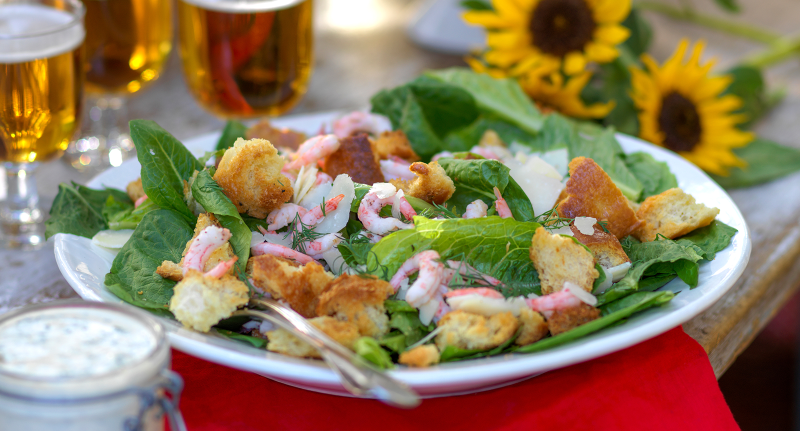Caesarsallad med räkor