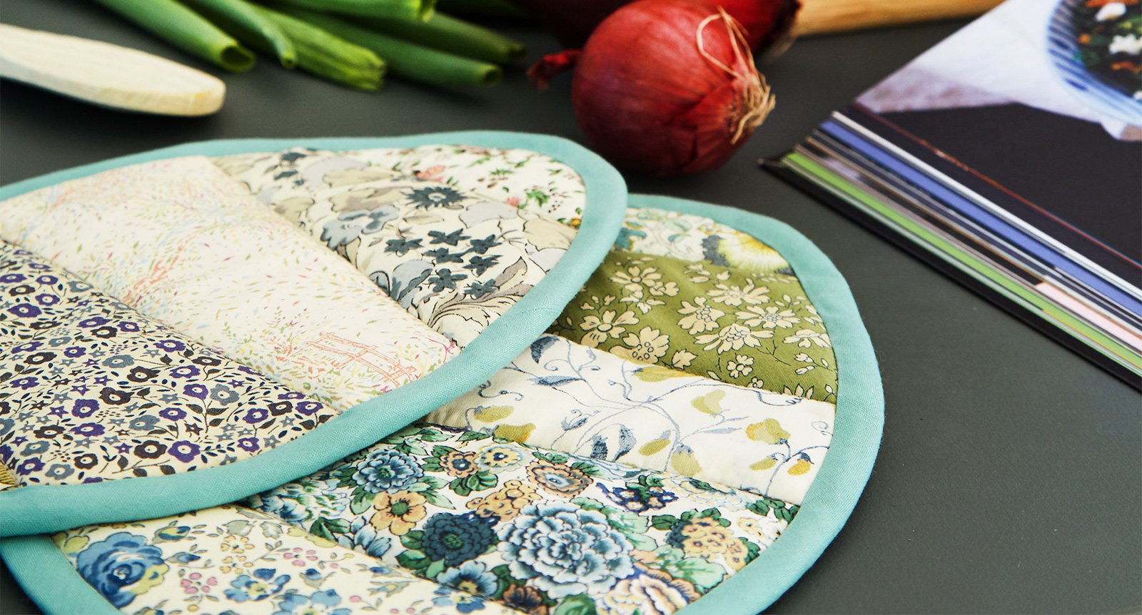 Sy själv: Äggformade grytlappar med patchwork-design