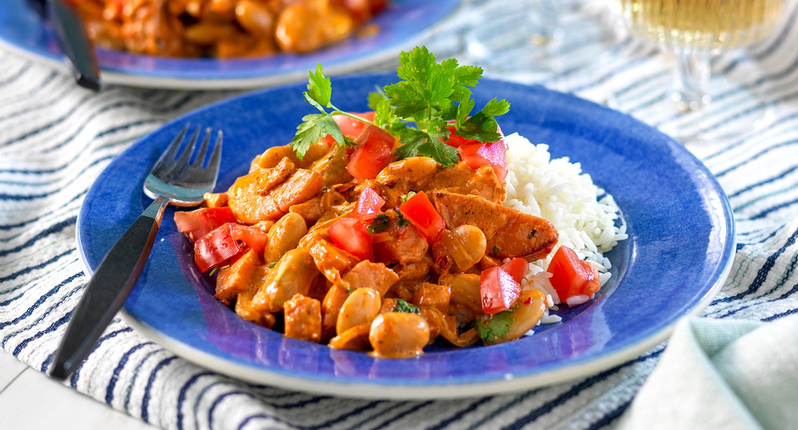 Korv Stroganoff med vita bönor