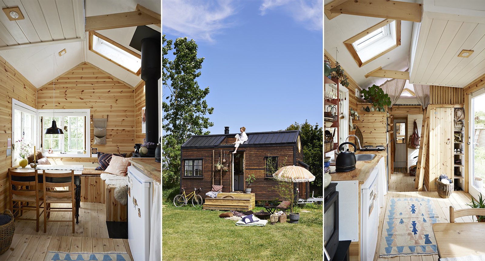 Laura byggde tiny house på 15 kvadrat: ”Huset har både takterrass, takfönster och skorsten”
