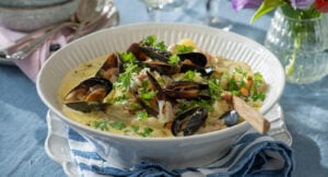 Musselsoppa med bacon
