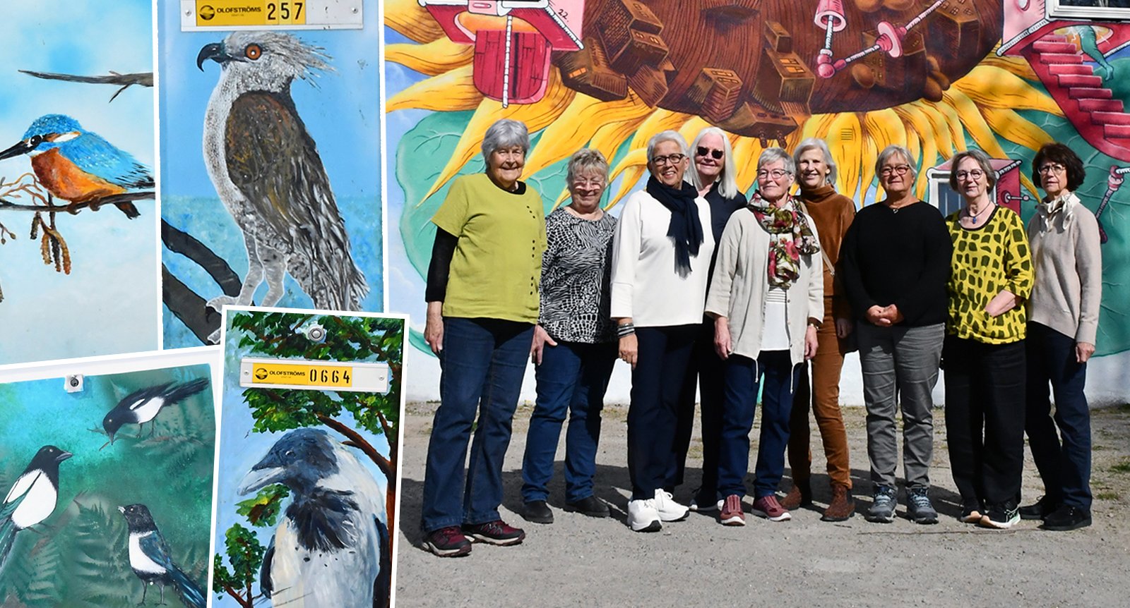 Konstnärerna i Olofström ger kommunen ett lyft – med handmålade fåglar på elskåpen