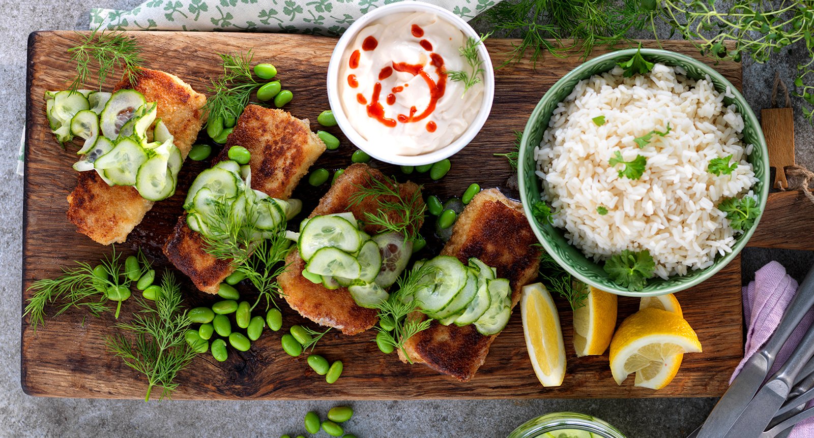 Panerad torsk med chilimajonnäs