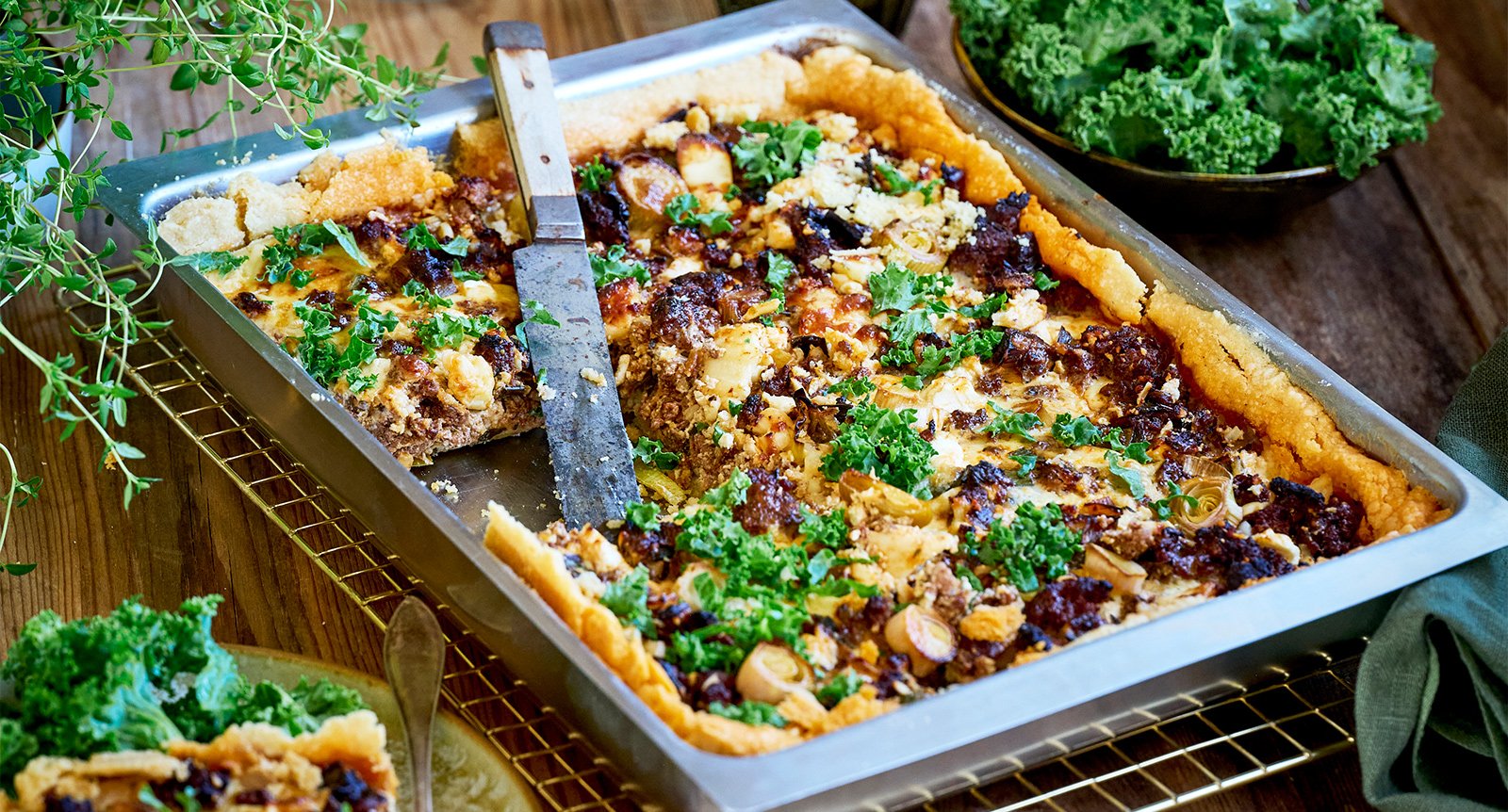 Stor köttfärspaj i långpanna