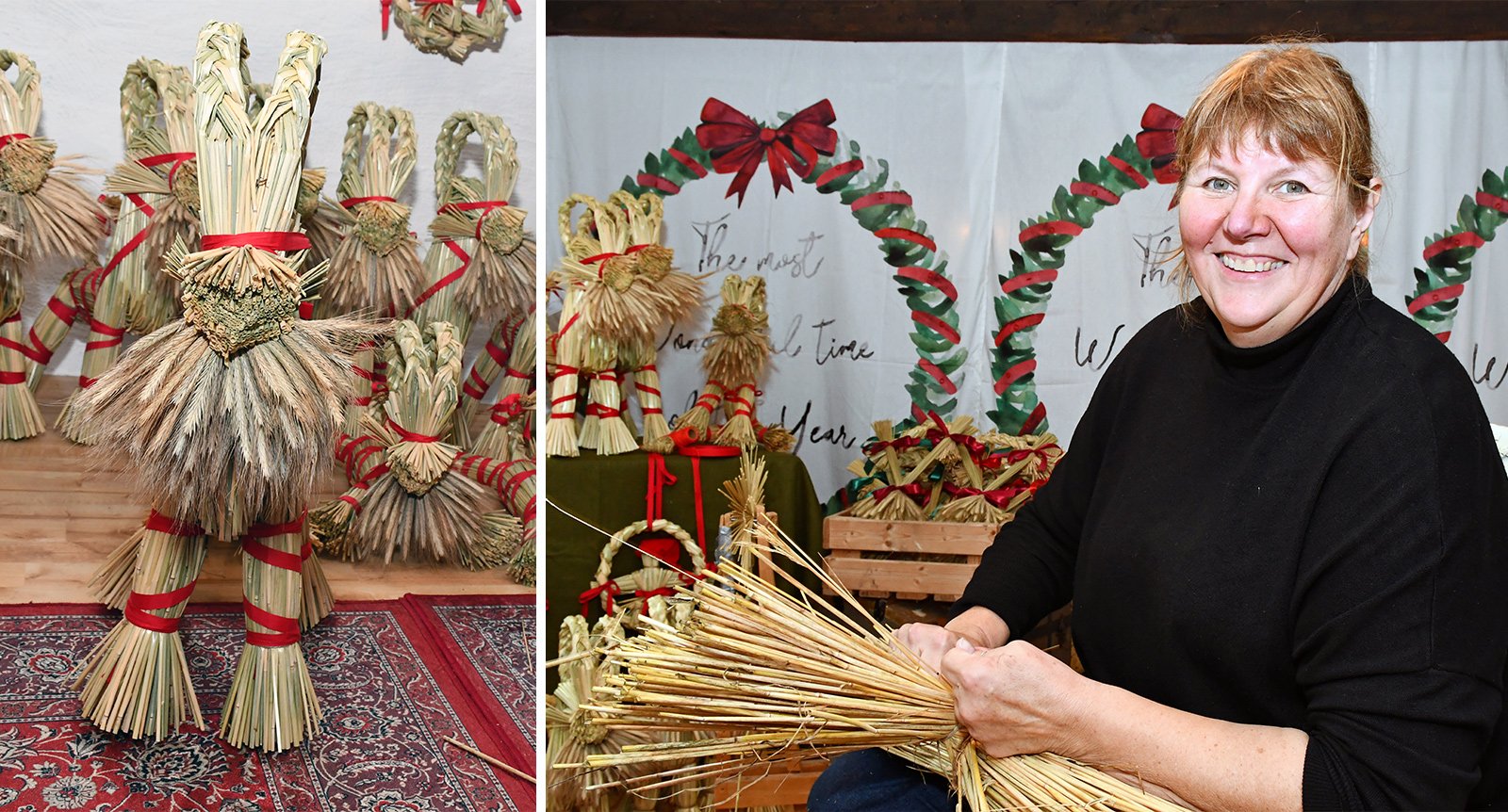 Carina har gjort julbockar i 40 år: ”Det är så rofyllt att sitta och binda halm”