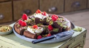 Kladdkaka med pistagekräm