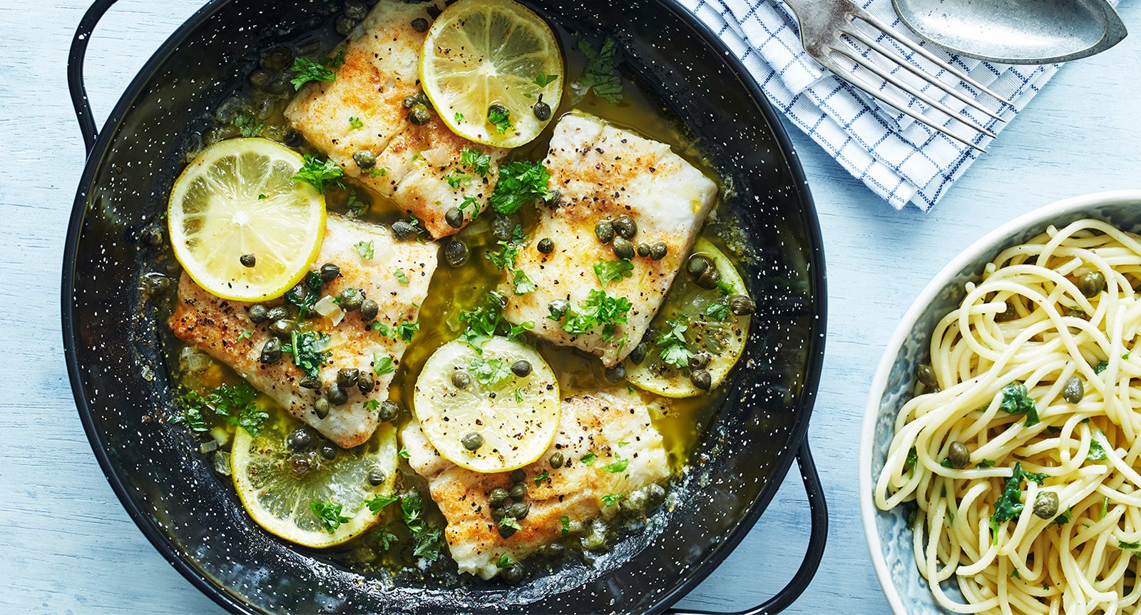 Kummel med citron, kapris och smörsås