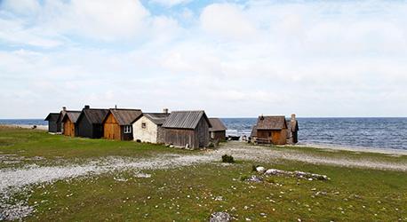 Helgumannens fiskeläge på Fårö har blivit en symbol för Gotland. Förr var strömmingsfiske en viktig del av försörjningen på Fårö och fiskeläget användes flitigt. Idag finns 15 bodar bevarade. Foto: Anna Wahlgren