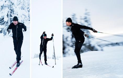 1. Hitta känslan utan stavar. 2. Stå på en skida i taget. 3. Fram med höften och iväg. Foto: Hans Lindén