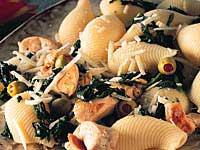 Pasta med spenat och kyckling