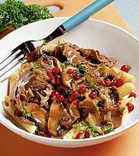 Penne med älgskav och lingonsky