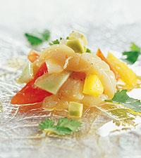 Ceviche med skaldjur och mango