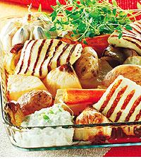 Bakade rotsaker till grillad halloumi