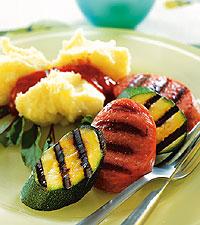 Grillad falukorv med squash och potatismos