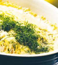 Harriets fiskgratäng med kaviarsås